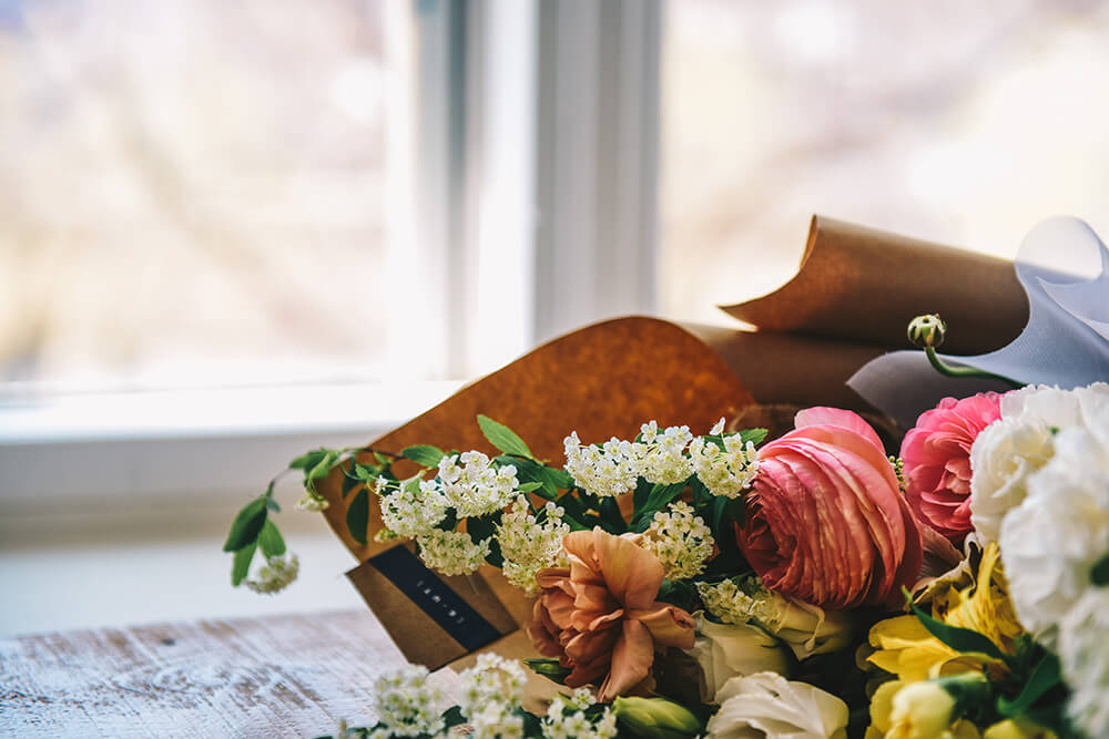 Bouquet of flowers on table 